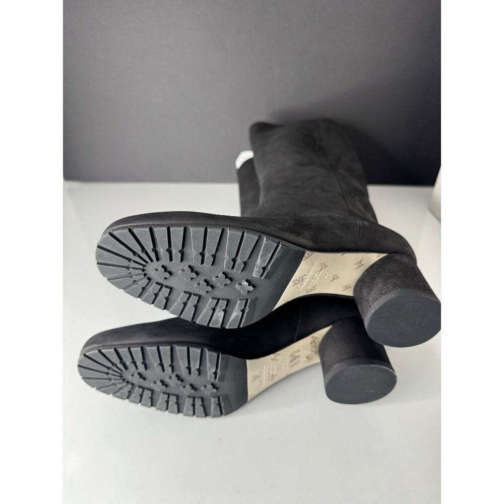 Max Mara Maxmara Black Suede Knee Hight Boots EU 37 US 7  Round 2" Heel NEW $975 - Picture 9 of 9